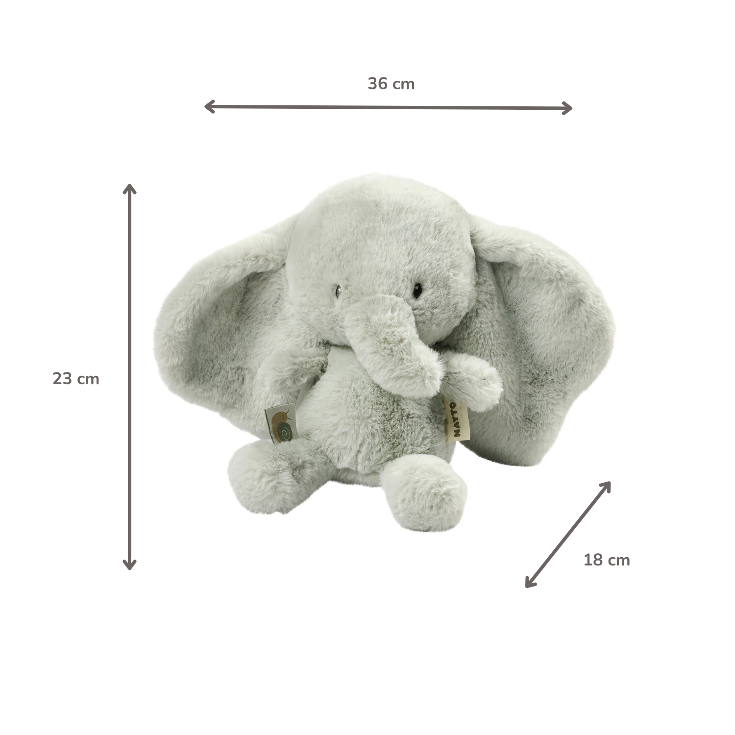 LouLou Plush Elephant - Soft Baby Cuddly Toy - 30 cm - Linden Green [ES]