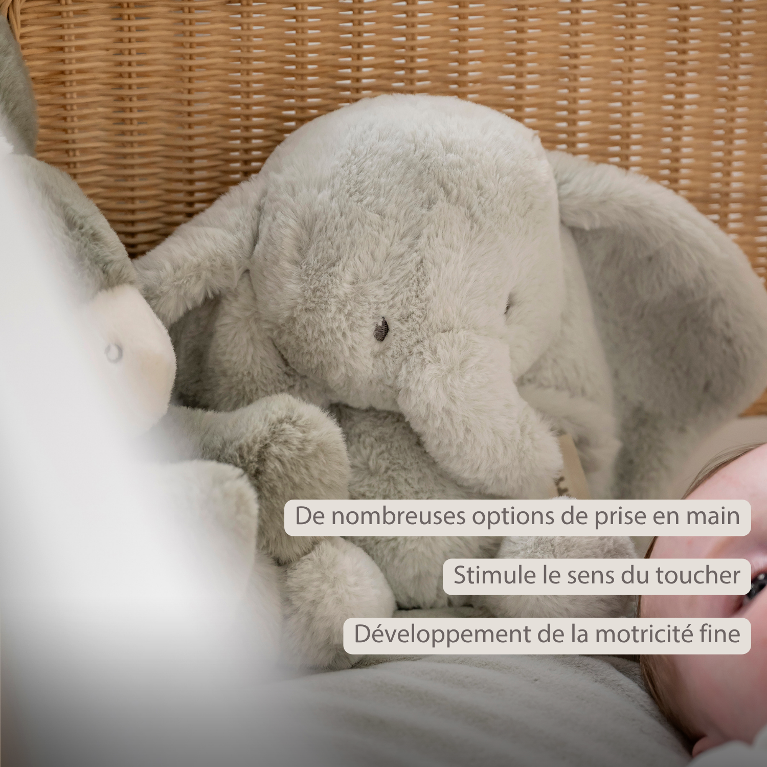 LouLou Plush Elephant - Soft Baby Cuddly Toy - 30 cm - Linden Green [FR]