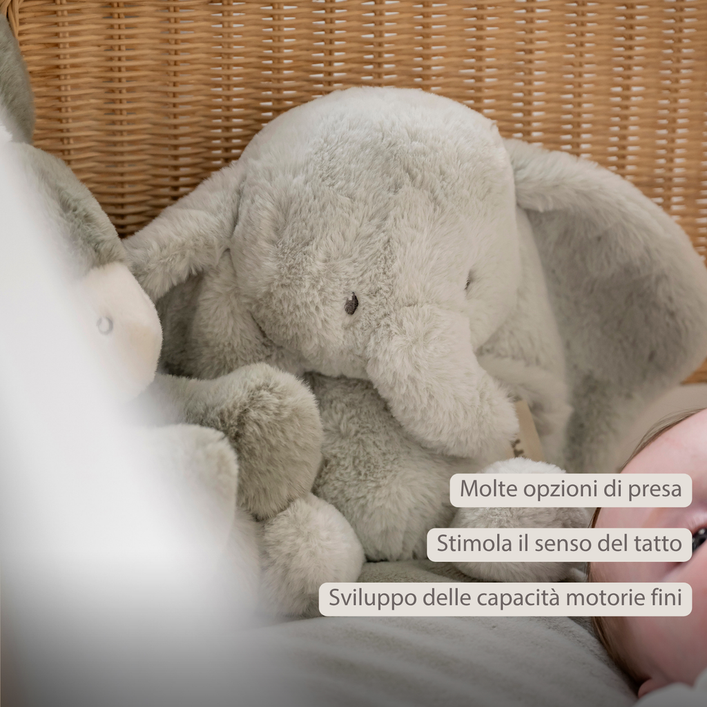 LouLou Plush Elephant - Soft Baby Cuddly Toy - 30 cm - Linden Green [IT]