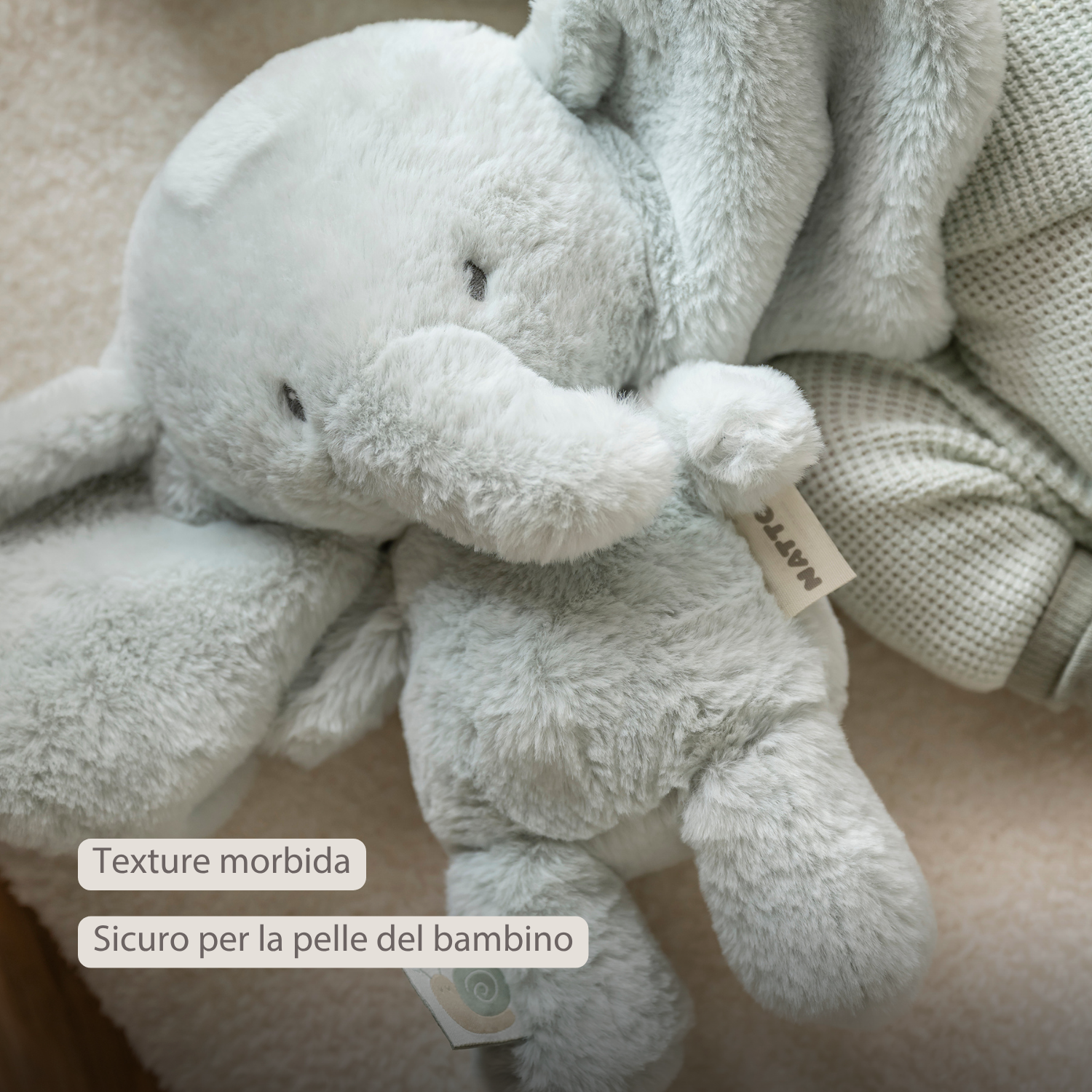 LouLou Plush Elephant - Soft Baby Cuddly Toy - 30 cm - Linden Green [IT]