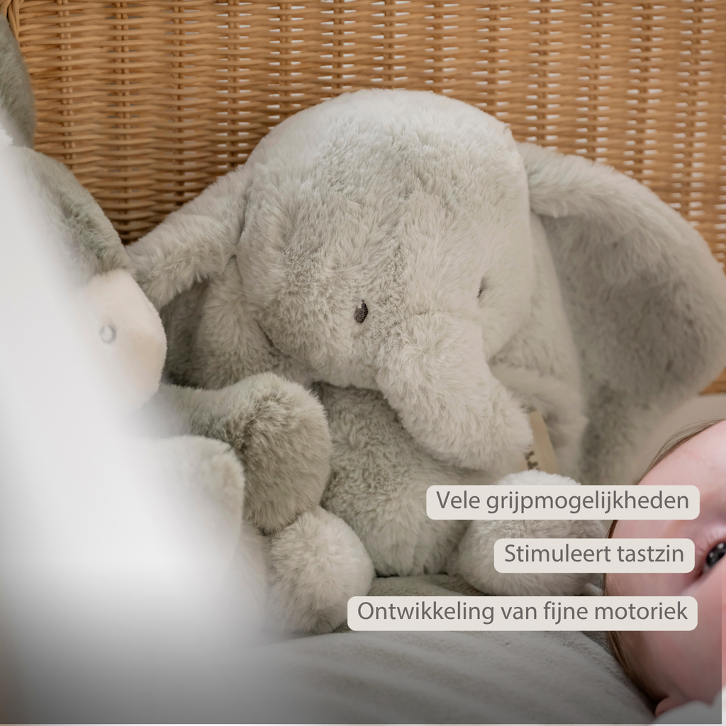 LouLou Plush Elephant - Soft Baby Cuddly Toy - 30 cm - Linden Green [NL]