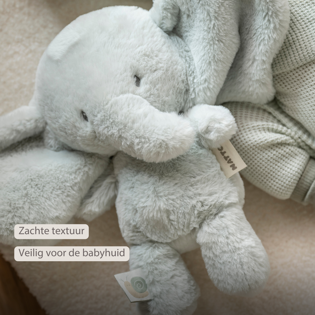 LouLou Plush Elephant - Soft Baby Cuddly Toy - 30 cm - Linden Green [NL]