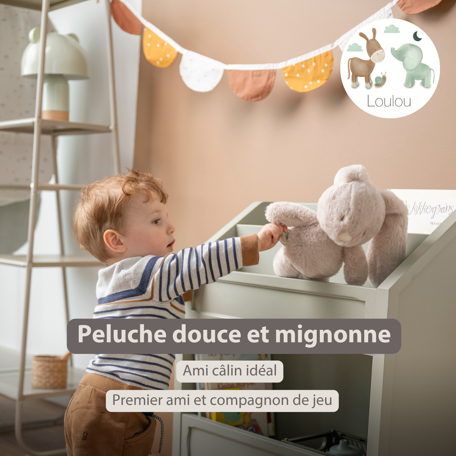 LouLou Plush Rabbit - Soft Baby Cuddly Toy - 30 cm - Sand [FR]