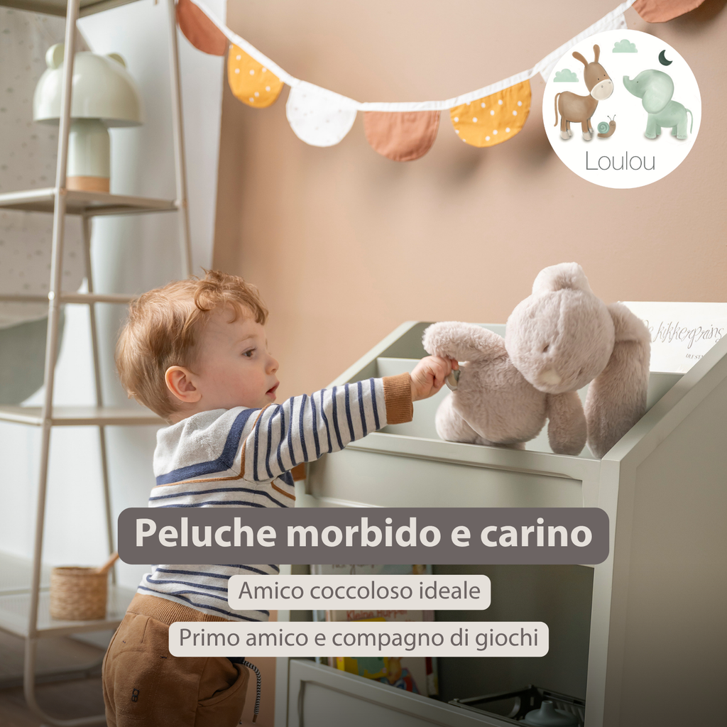 LouLou Plush Rabbit - Soft Baby Cuddly Toy - 30 cm - Sand [IT]