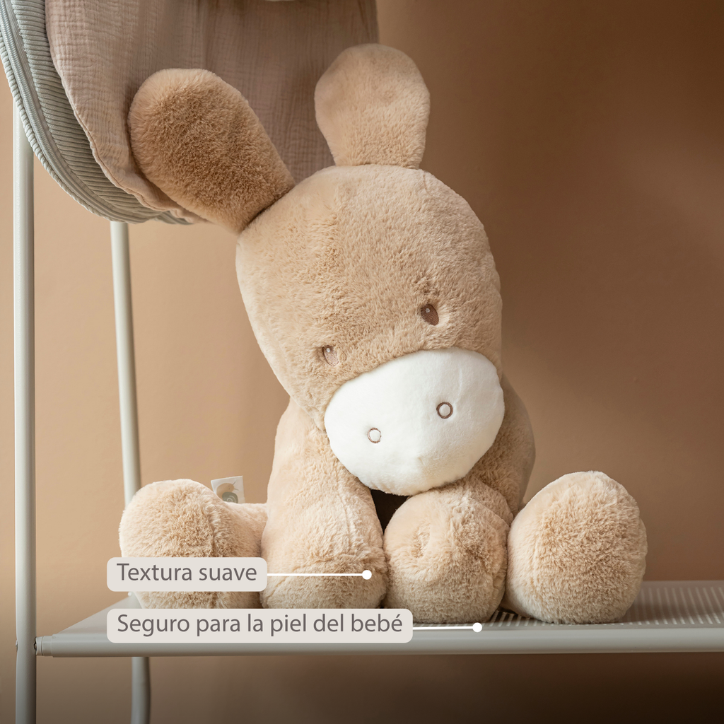 LouLou Plush Donkey - Soft Baby Cuddly Toy - 60 cm - Light Caramel [ES]