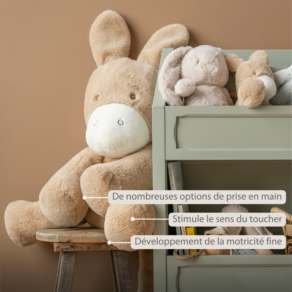 LouLou Plush Donkey - Soft Baby Cuddly Toy - 60 cm - Light Caramel [FR]