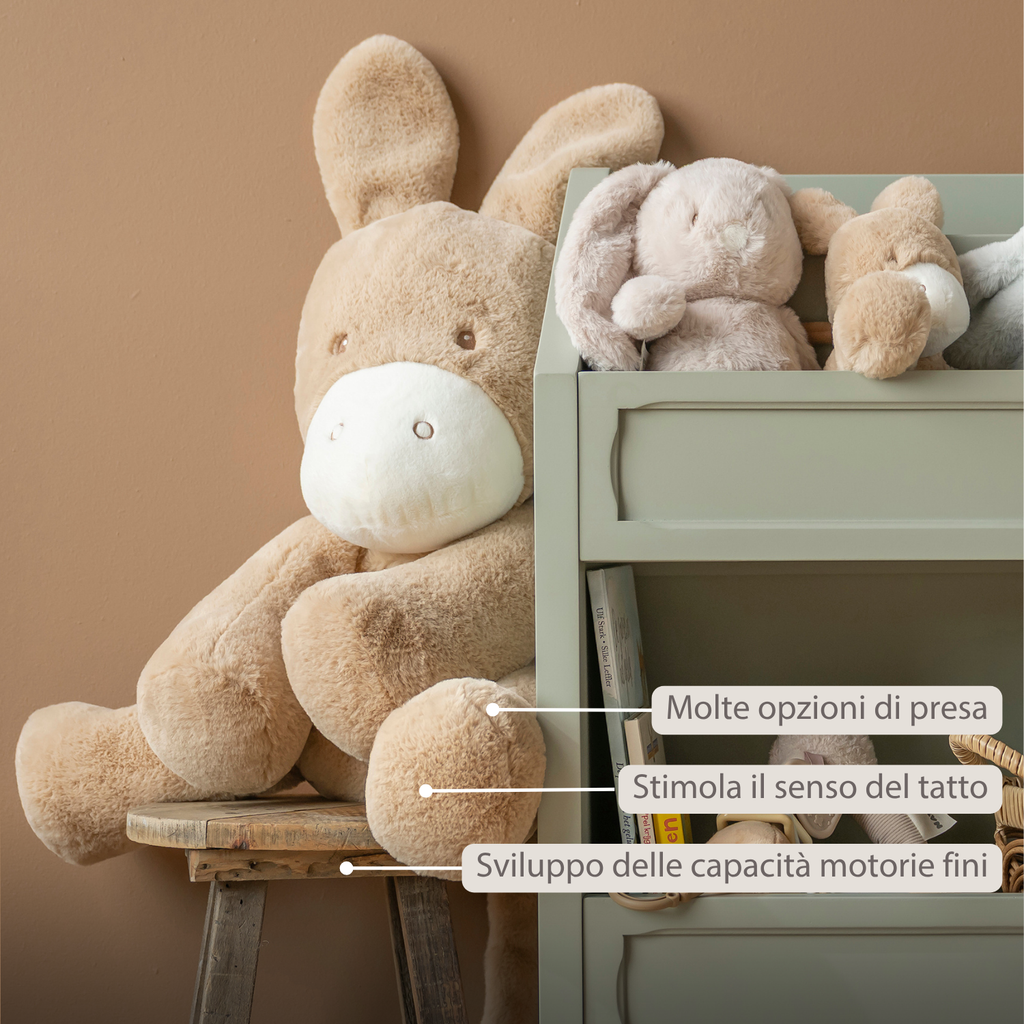 LouLou Plush Donkey - Soft Baby Cuddly Toy - 60 cm - Light Caramel [IT]