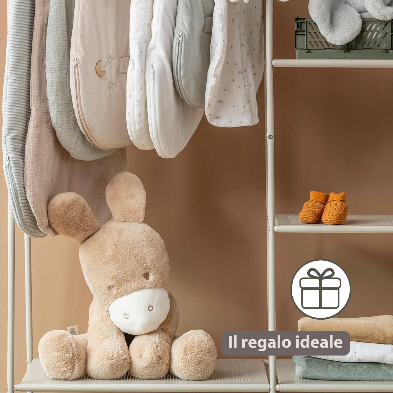 LouLou Plush Donkey - Soft Baby Cuddly Toy - 60 cm - Light Caramel [IT]