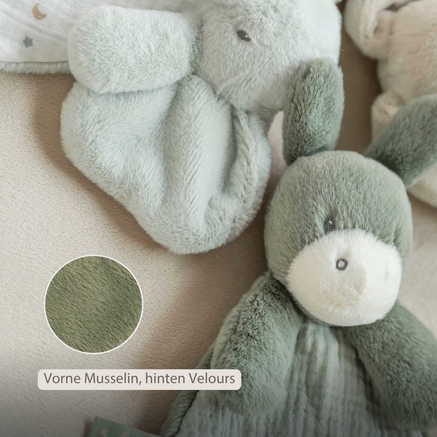 LouLou Mini Comforter Donkey - Baby Blanket
 - 25 cm - Linden Green [DE]