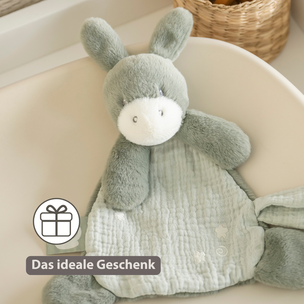 LouLou Mini Comforter Donkey - Baby Blanket
 - 25 cm - Linden Green [DE]