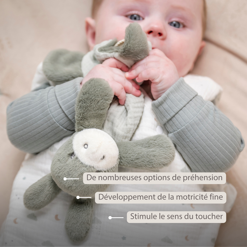 LouLou Mini Comforter Donkey - Baby Blanket
 - 25 cm - Linden Green [FR]