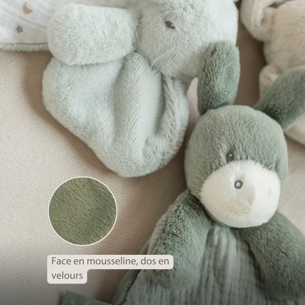LouLou Mini Comforter Donkey - Baby Blanket
 - 25 cm - Linden Green [FR]