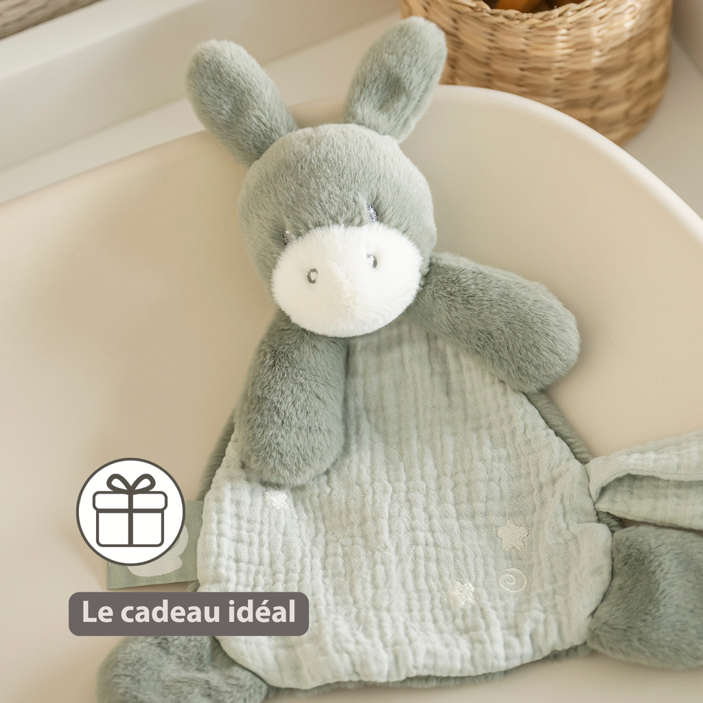 LouLou Mini Comforter Donkey - Baby Blanket
 - 25 cm - Linden Green [FR]