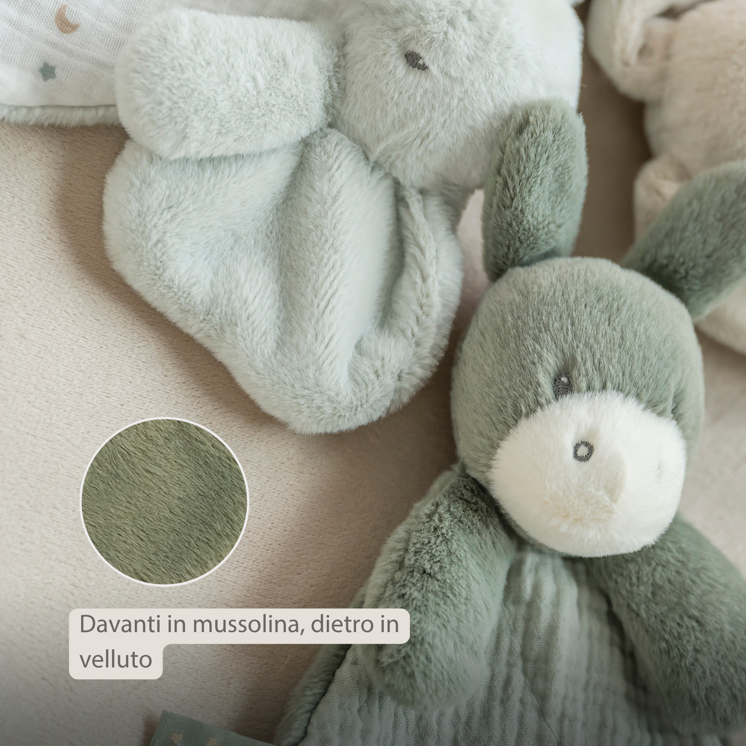 LouLou Mini Comforter Donkey - Baby Blanket
 - 25 cm - Linden Green [IT]