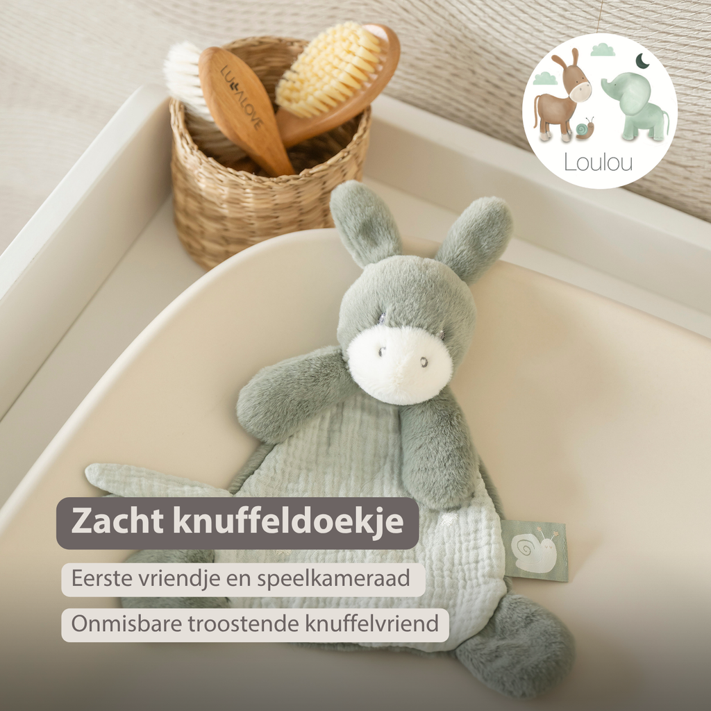 LouLou Mini Comforter Donkey - Baby Blanket
 - 25 cm - Linden Green [NL]