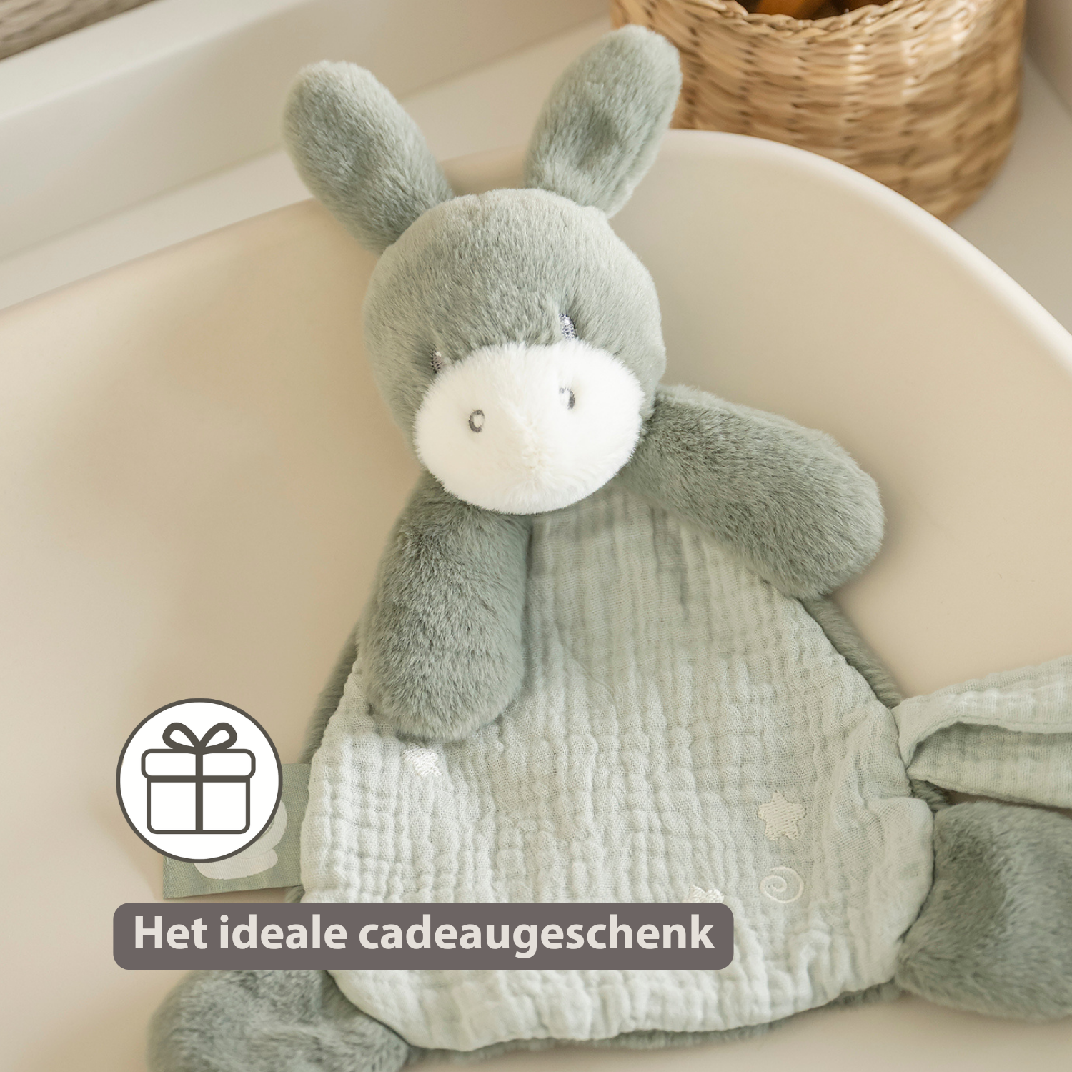 LouLou Mini Comforter Donkey - Baby Blanket
 - 25 cm - Linden Green [NL]