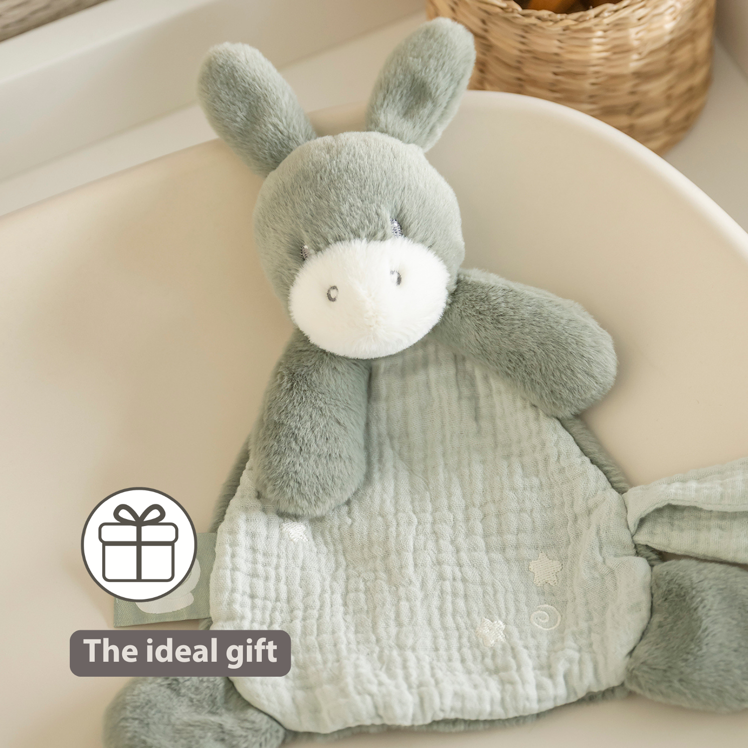 LouLou Mini Comforter Donkey - Baby Blanket
 - 25 cm - Linden Green [EN]