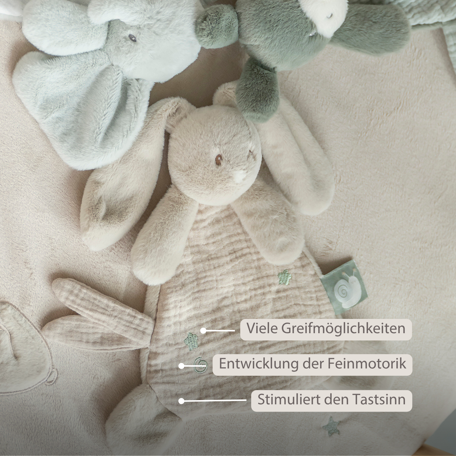 LouLou Mini Comforter Rabbit - Baby Blanket - 25 cm - Sand [DE]