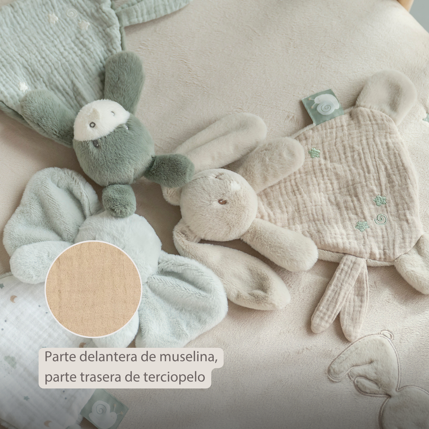 LouLou Mini Comforter Rabbit - Baby Blanket - 25 cm - Sand [ES]