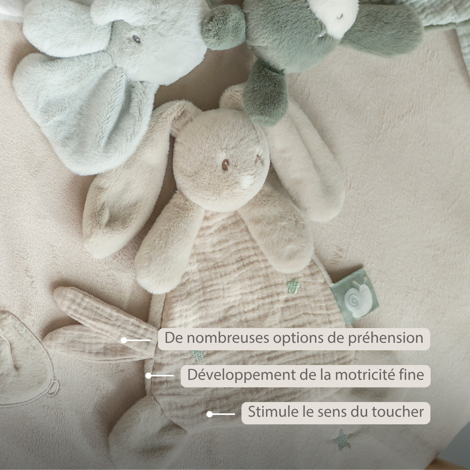 LouLou Mini Comforter Rabbit - Baby Blanket - 25 cm - Sand [FR]