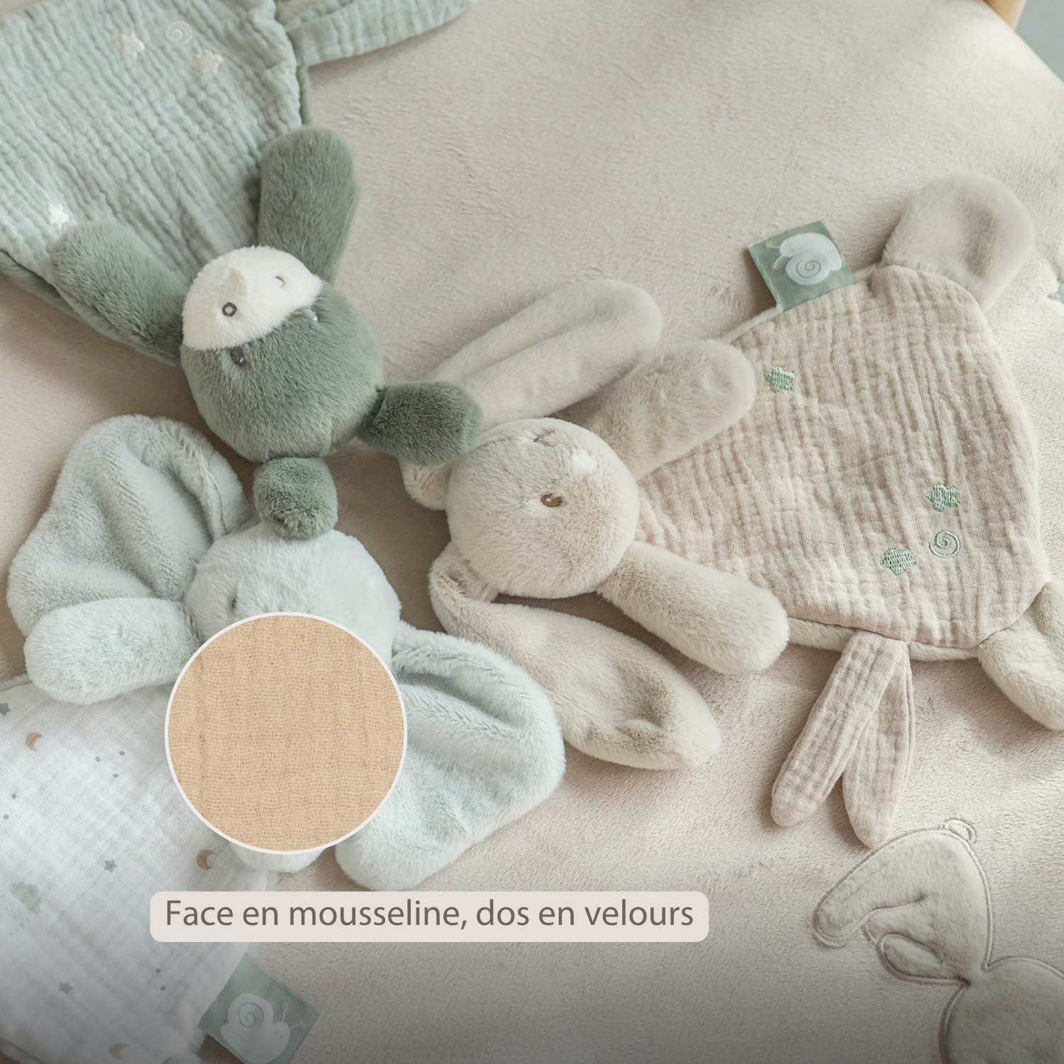 LouLou Mini Comforter Rabbit - Baby Blanket - 25 cm - Sand [FR]