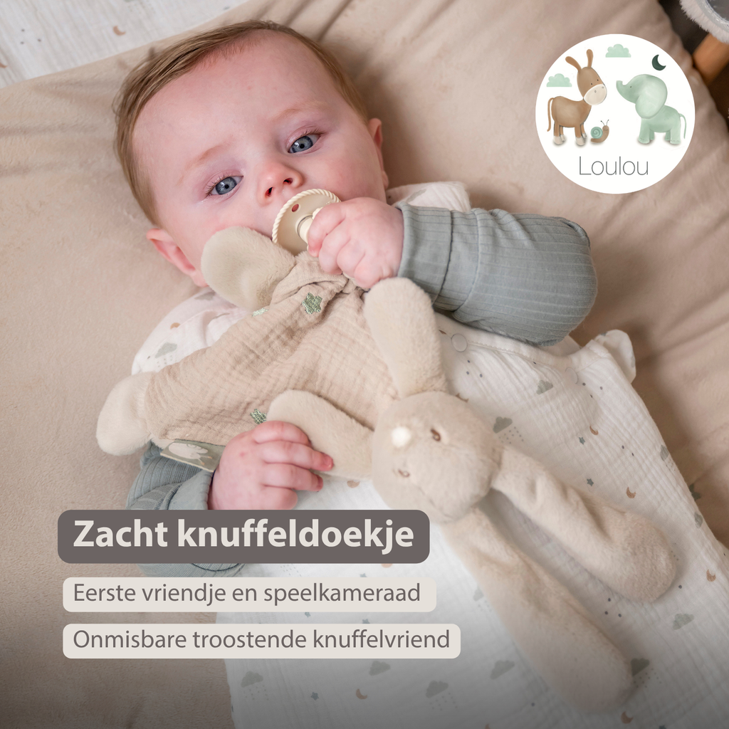 LouLou Mini Comforter Rabbit - Baby Blanket - 25 cm - Sand [NL]