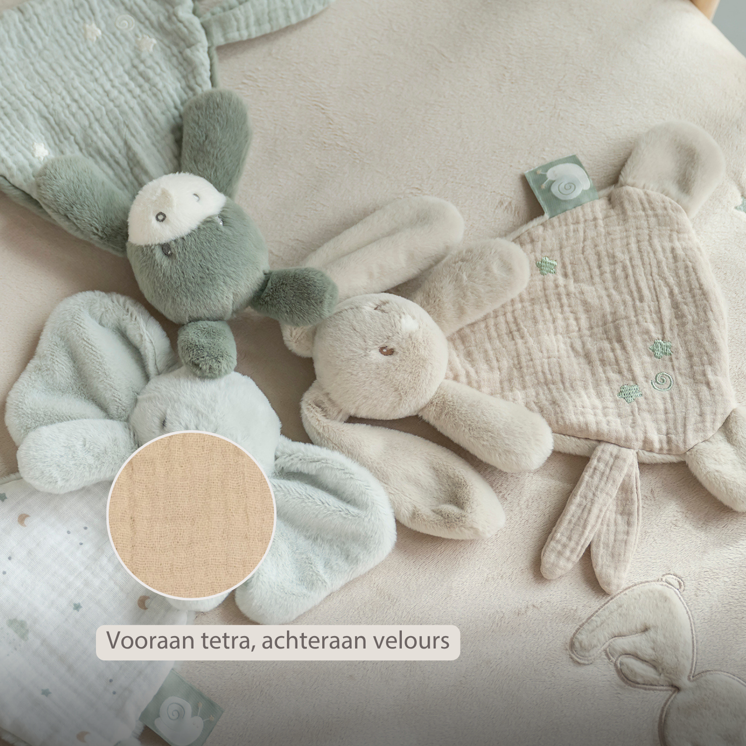 LouLou Mini Comforter Rabbit - Baby Blanket - 25 cm - Sand [NL]