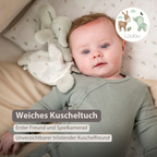 LouLou Mini Comforter Elephant - Baby Blanket - 25 cm - Linden Green and Ecru [DE]