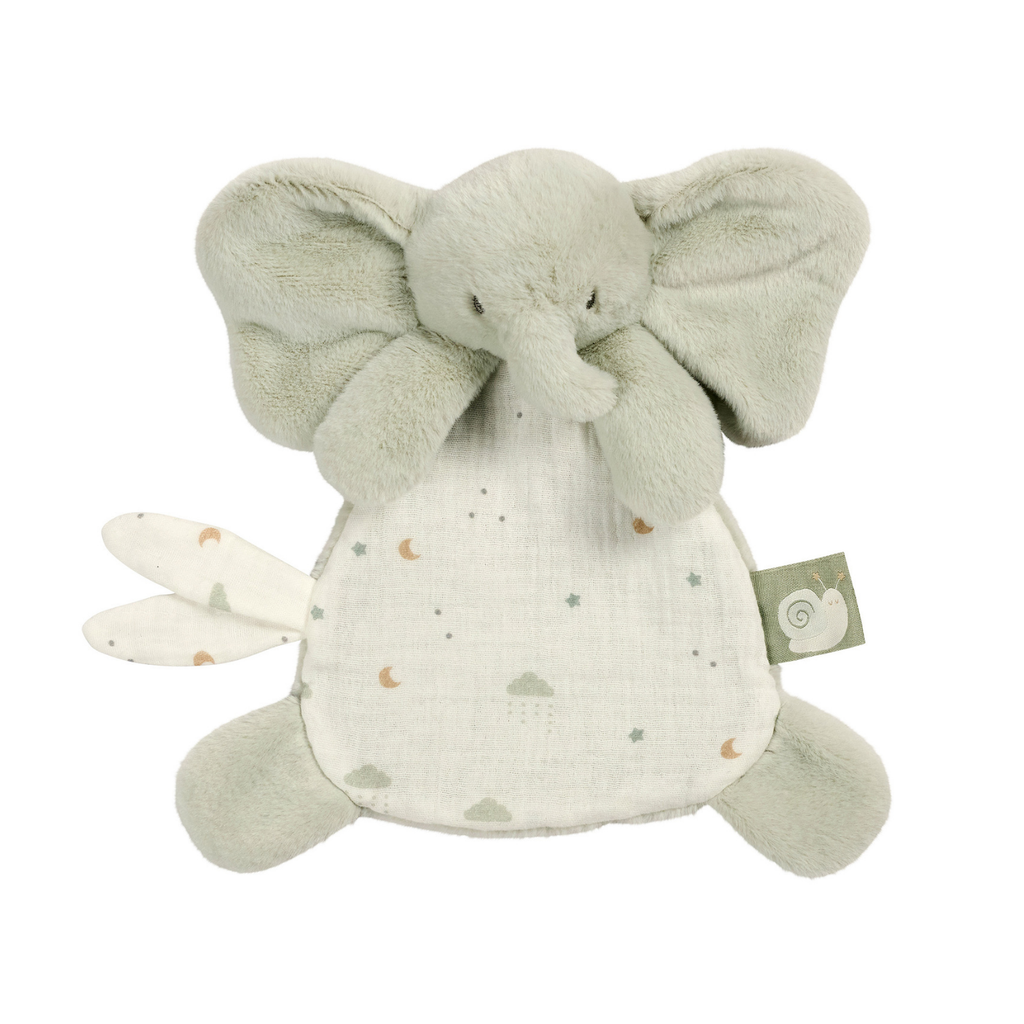 LouLou Mini Comforter Elephant - Baby Blanket - 25 cm - Linden Green and Ecru [ES]