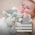 LouLou Mini Comforter Elephant - Baby Blanket - 25 cm - Linden Green and Ecru [ES]