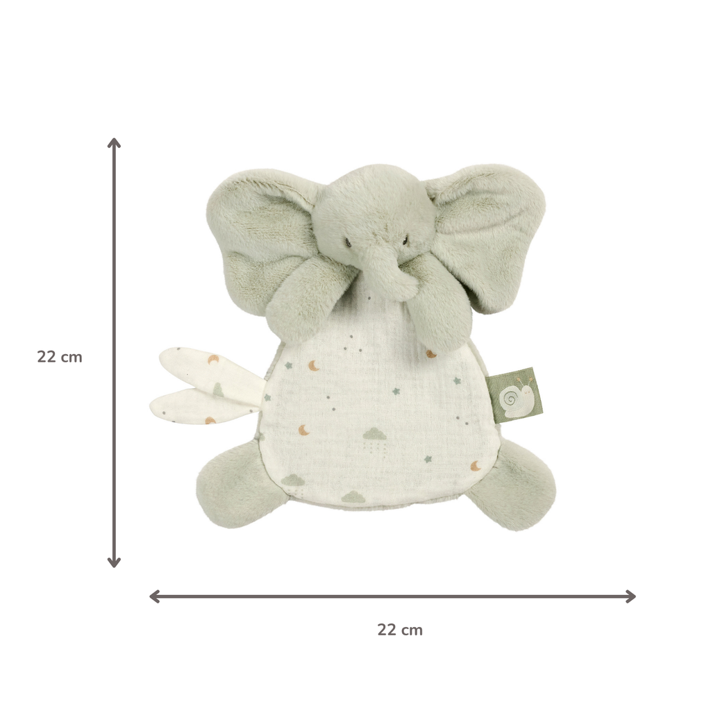 LouLou Mini Comforter Elephant - Baby Blanket - 25 cm - Linden Green and Ecru [ES]