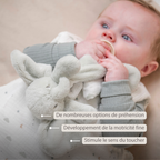 LouLou Mini Comforter Elephant - Baby Blanket - 25 cm - Linden Green and Ecru [FR]