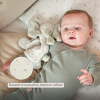 LouLou Mini Comforter Elephant - Baby Blanket - 25 cm - Linden Green and Ecru [IT]