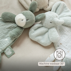LouLou Mini Comforter Elephant - Baby Blanket - 25 cm - Linden Green and Ecru [NL]