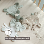 LouLou Mini Comforter Elephant - Baby Blanket - 25 cm - Linden Green and Ecru [NL]