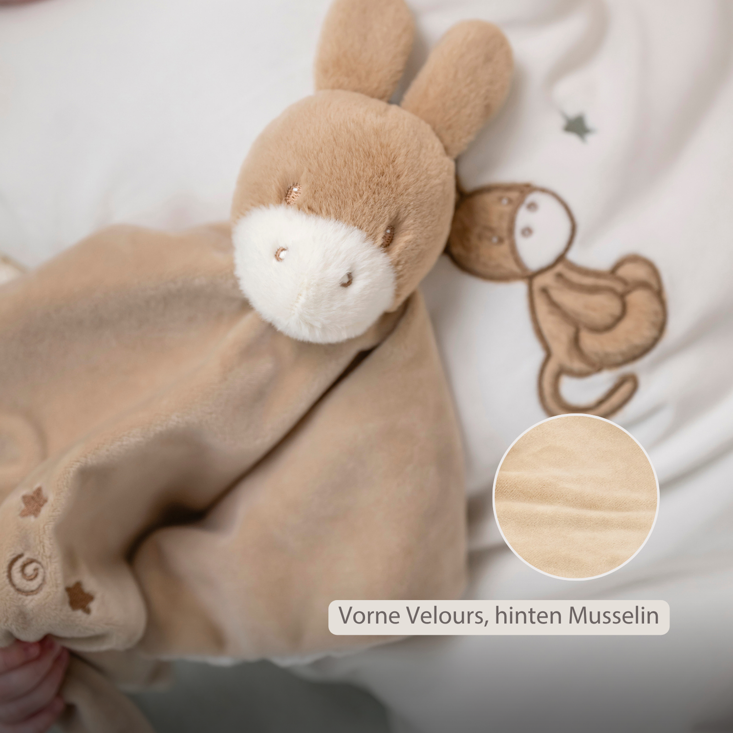 LouLou Comforter Donkey - Baby Blanket - 28 x 28 cm - Light Caramel [DE]
