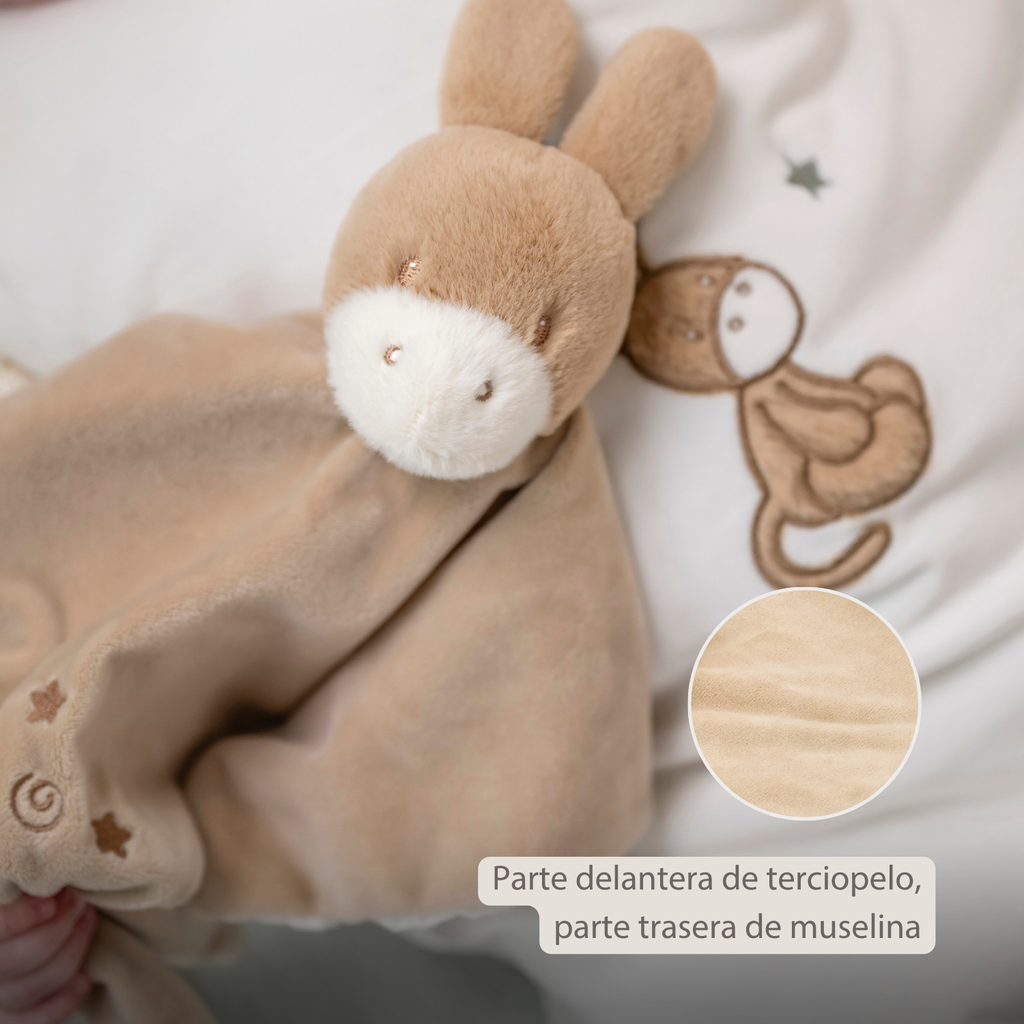 LouLou Comforter Donkey - Baby Blanket - 28 x 28 cm - Light Caramel [ES]