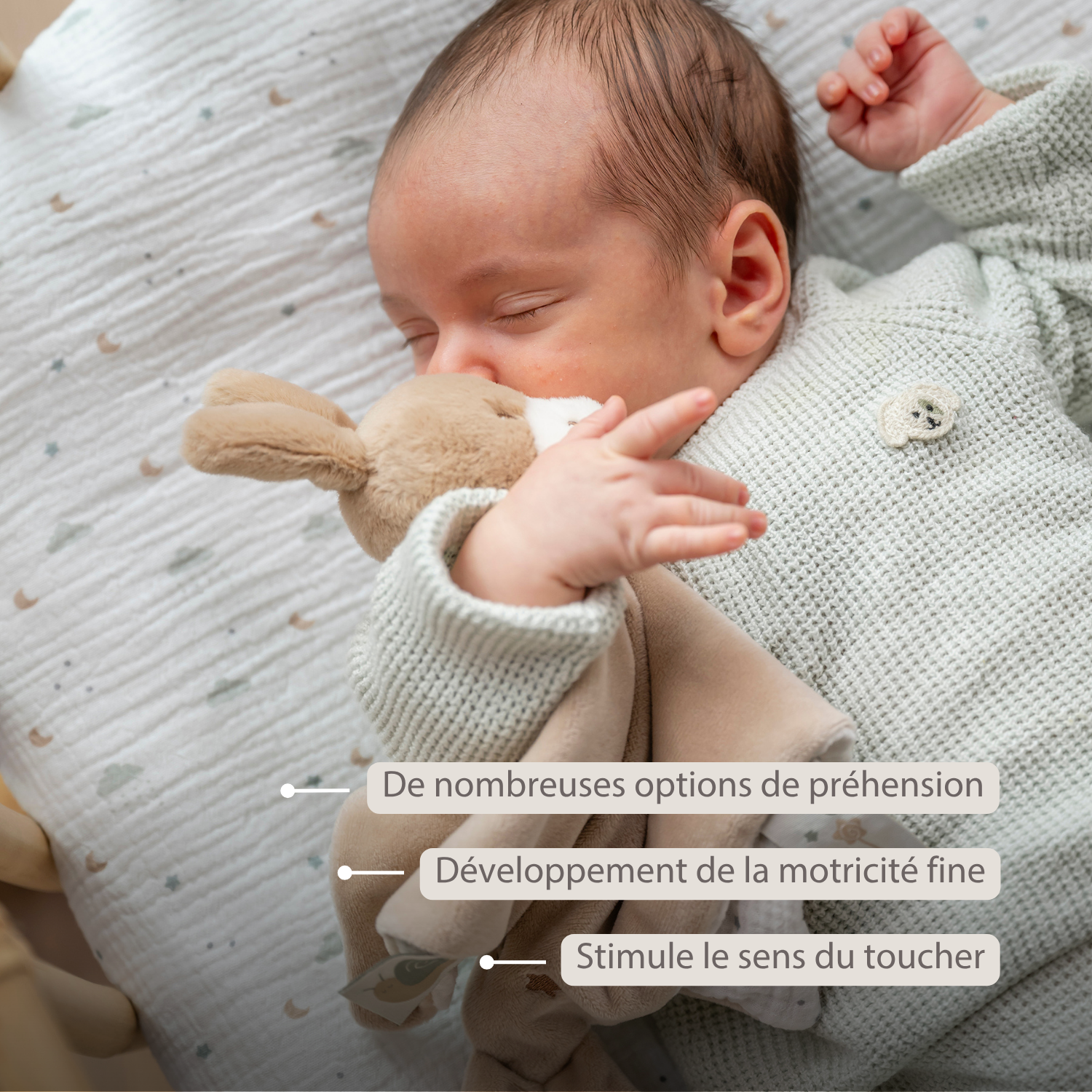 LouLou Comforter Donkey - Baby Blanket - 28 x 28 cm - Light Caramel [FR]