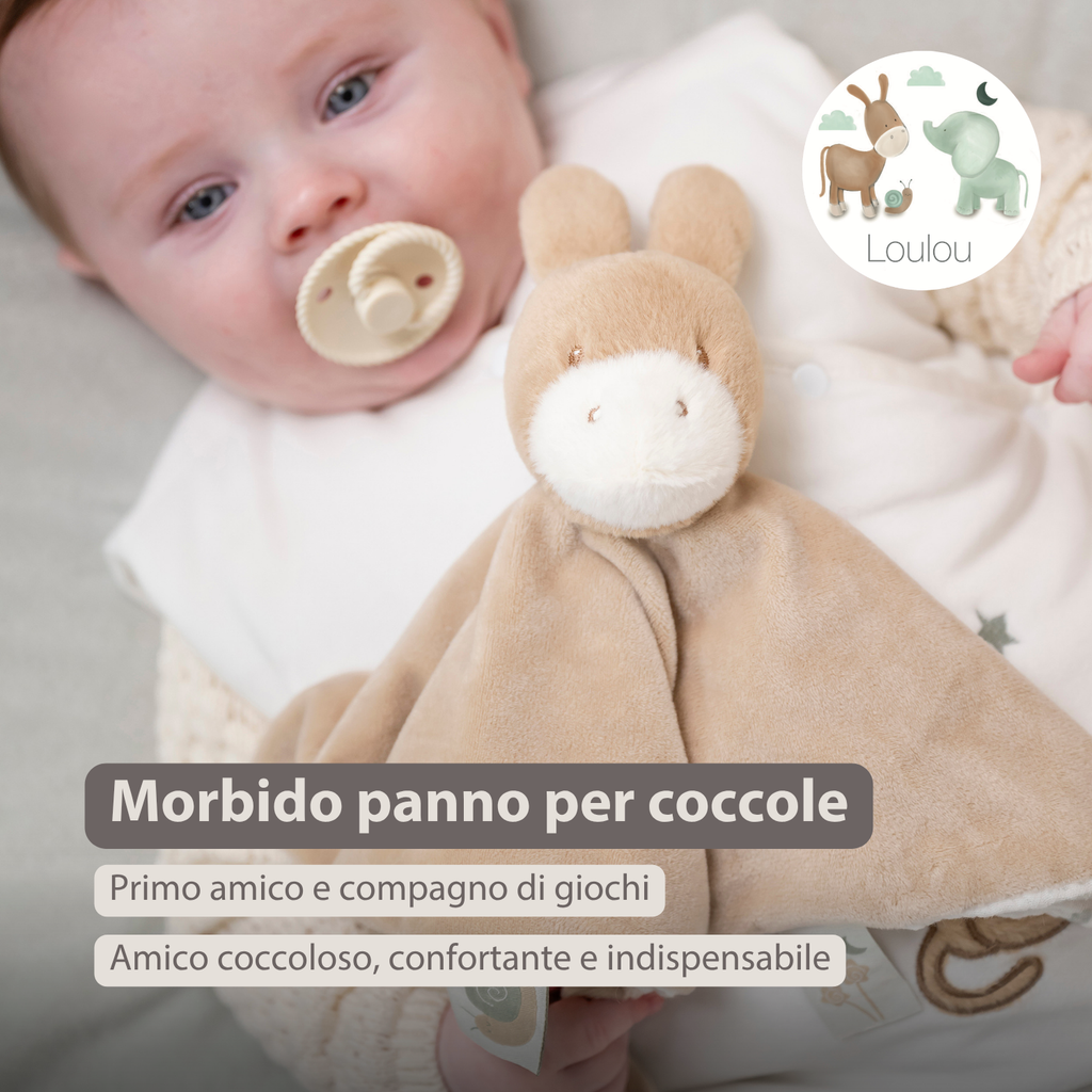 LouLou Comforter Donkey - Baby Blanket - 28 x 28 cm - Light Caramel [IT]