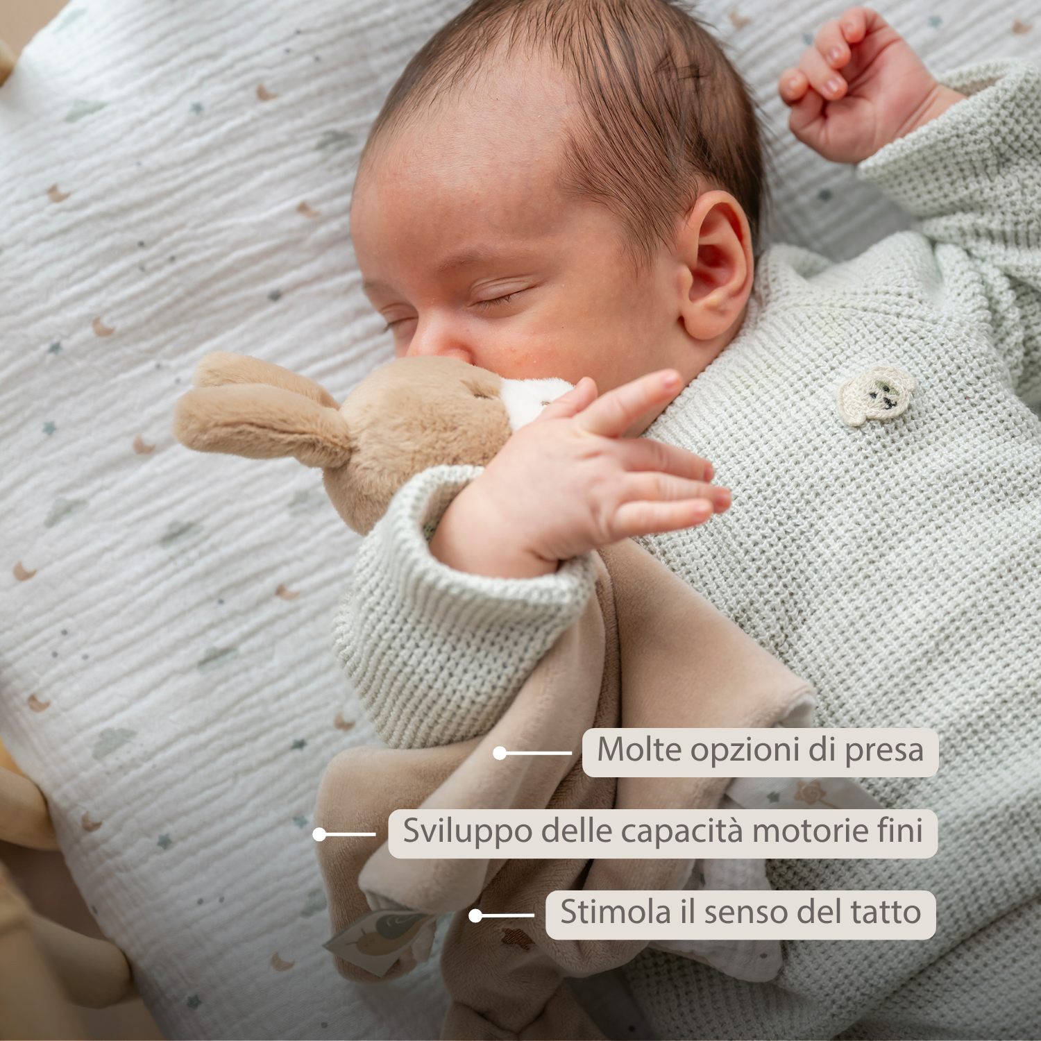 LouLou Comforter Donkey - Baby Blanket - 28 x 28 cm - Light Caramel [IT]