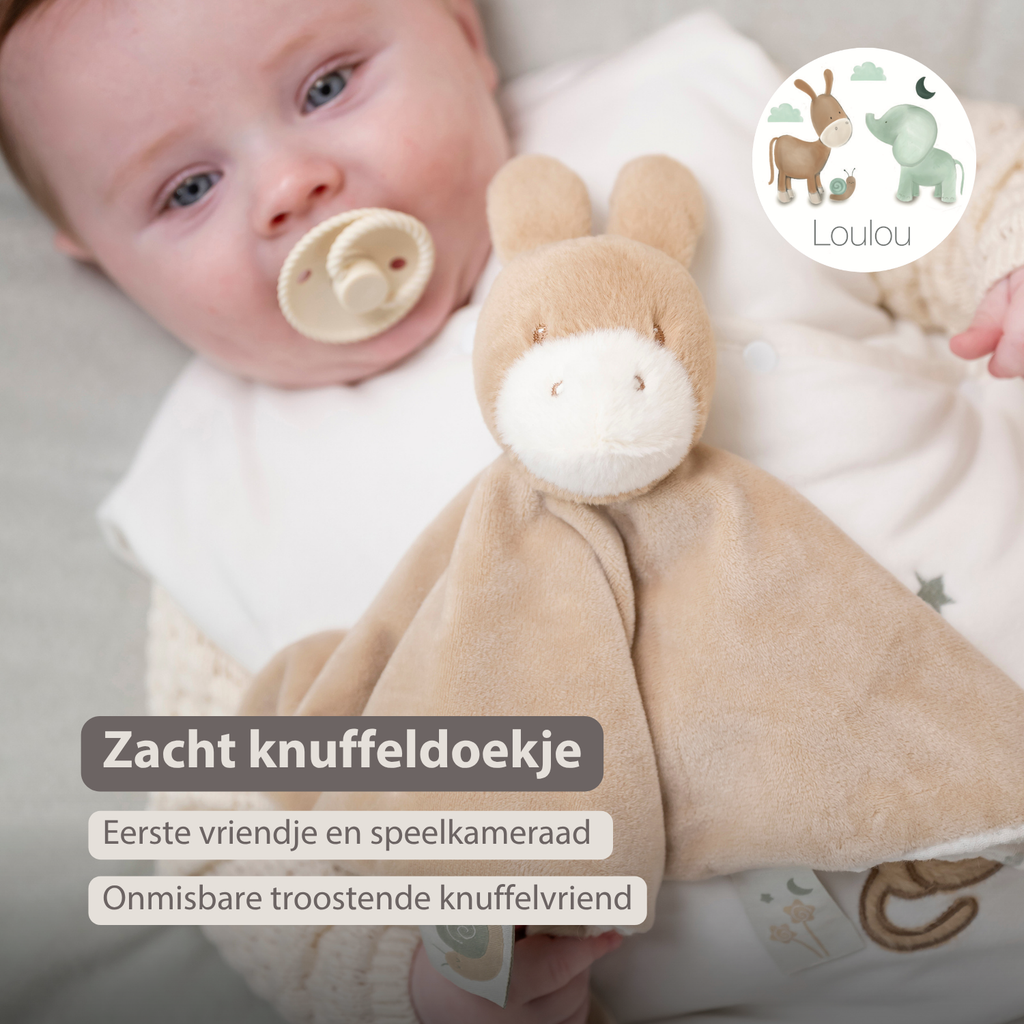 LouLou Comforter Donkey - Baby Blanket - 28 x 28 cm - Light Caramel [NL]
