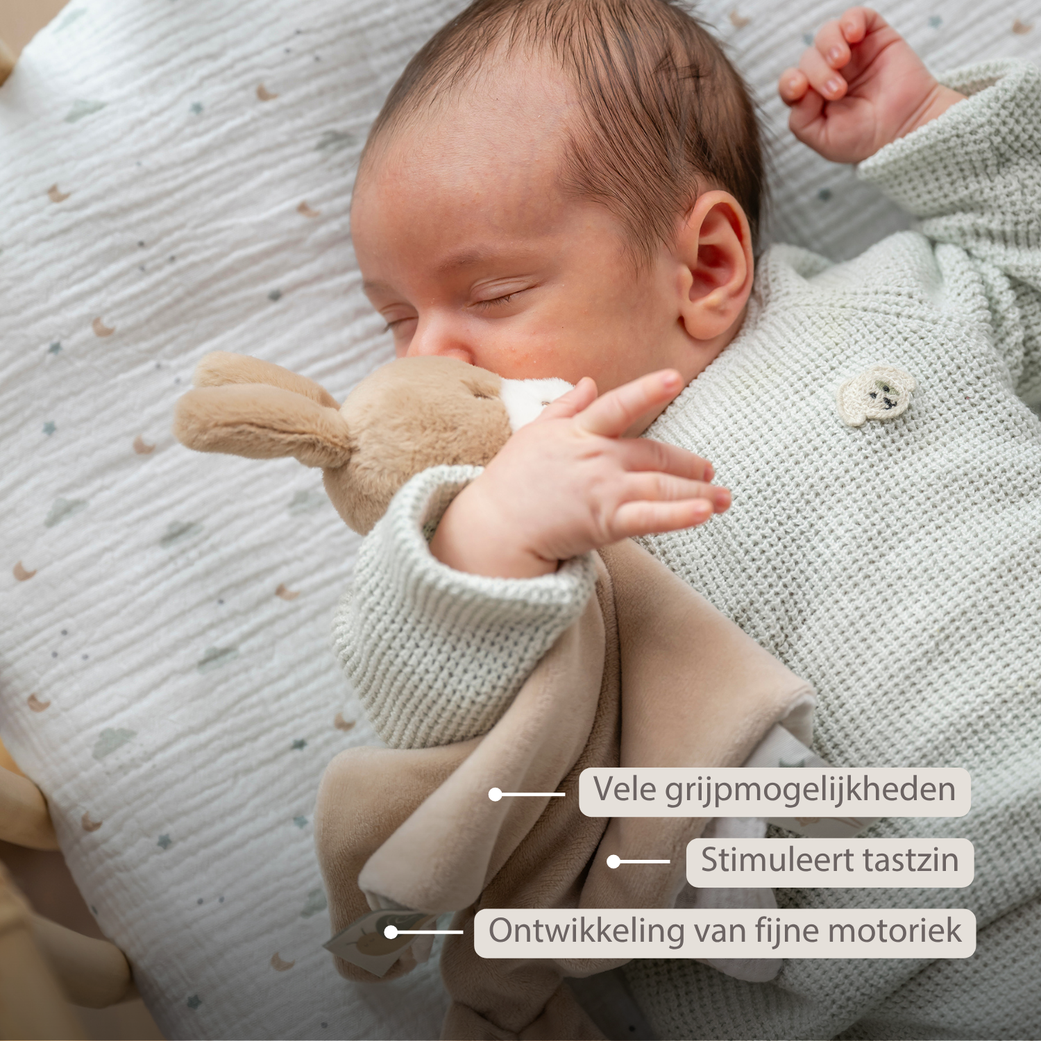 LouLou Comforter Donkey - Baby Blanket - 28 x 28 cm - Light Caramel [NL]