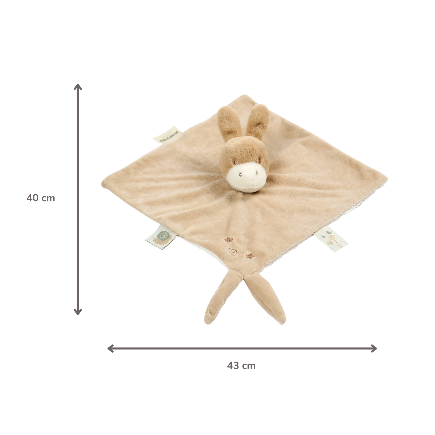LouLou Comforter Donkey - Baby Blanket - 28 x 28 cm - Light Caramel [NL]