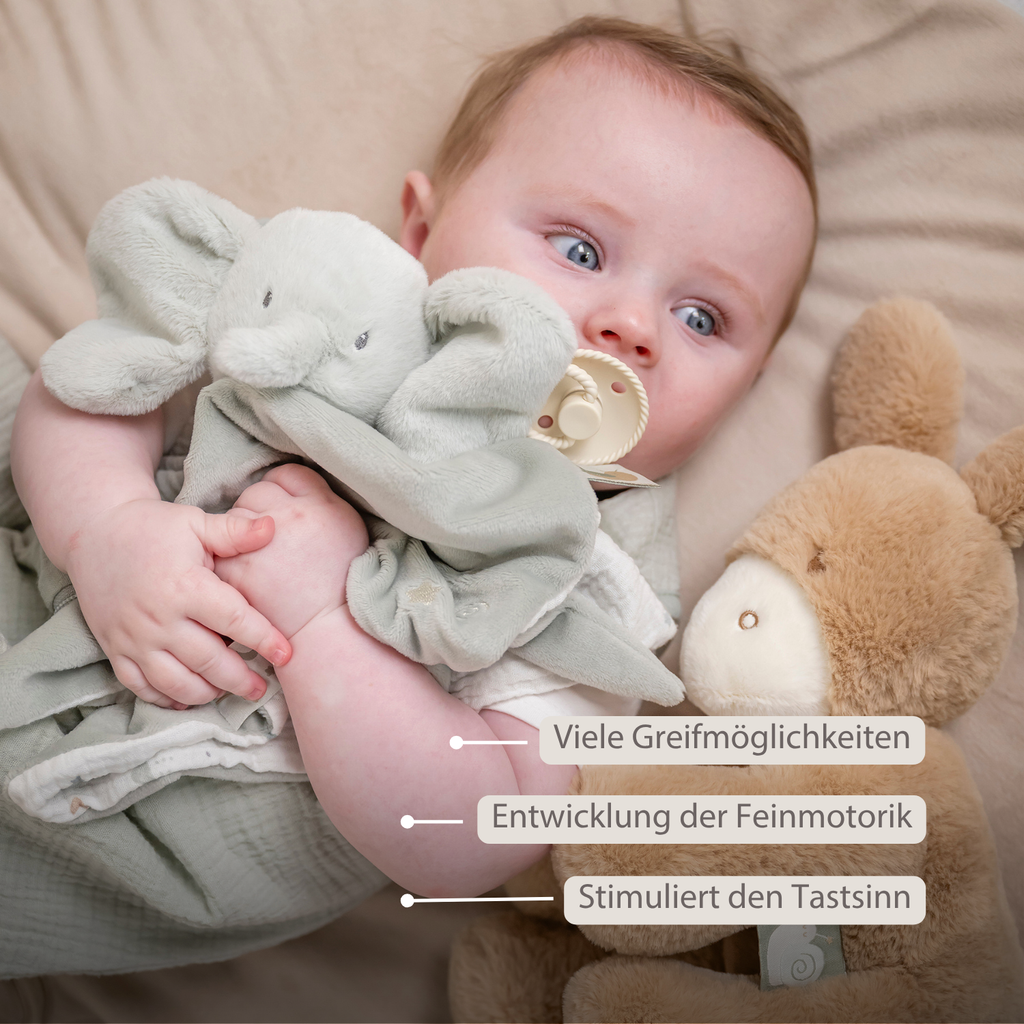 LouLou Comforter Elephant - Baby Blanket - 28 x 28 cm - Linden Green [DE]