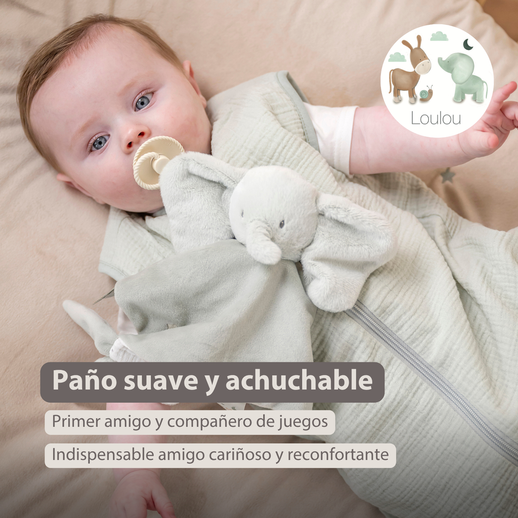 LouLou Comforter Elephant - Baby Blanket - 28 x 28 cm - Linden Green [ES]