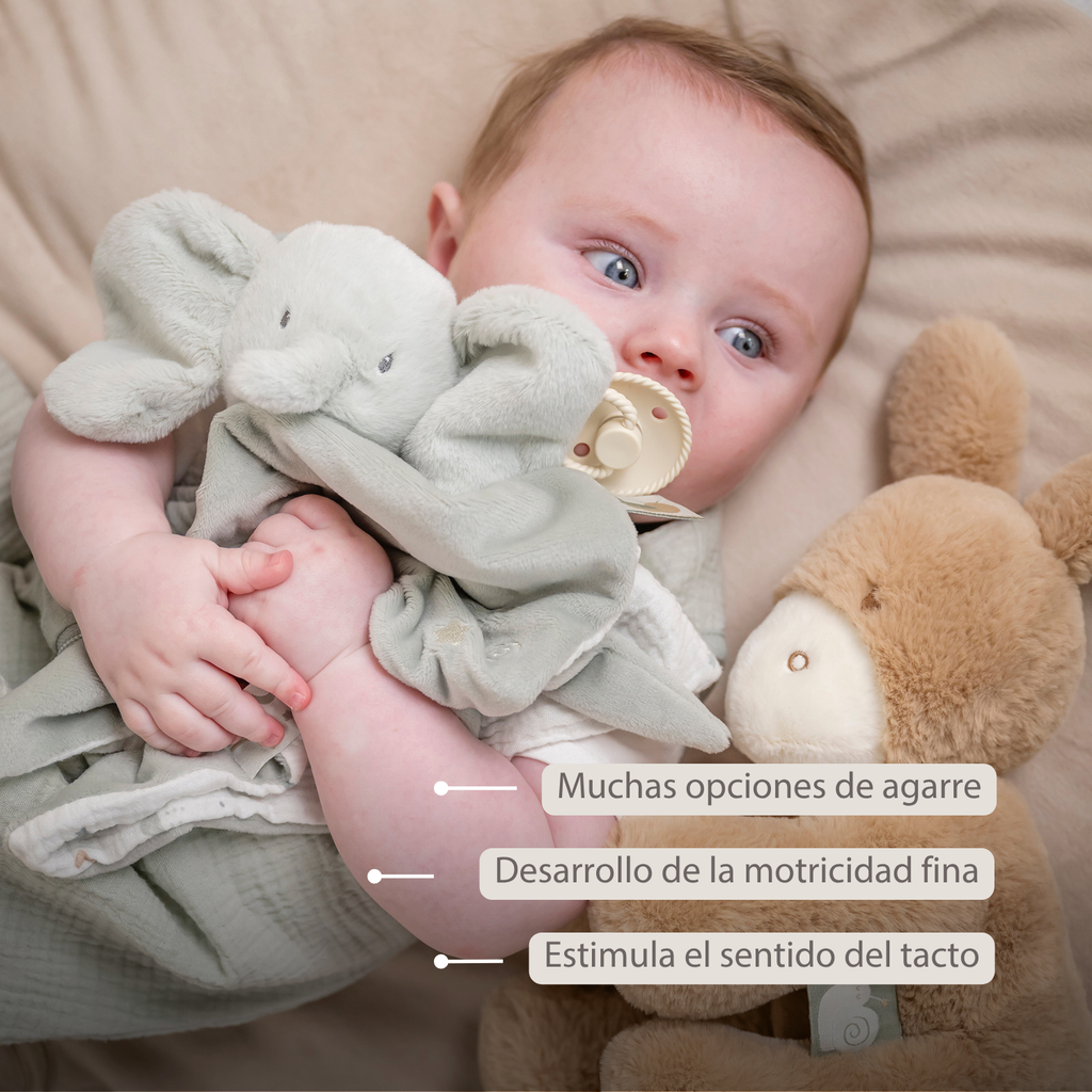 LouLou Comforter Elephant - Baby Blanket - 28 x 28 cm - Linden Green [ES]