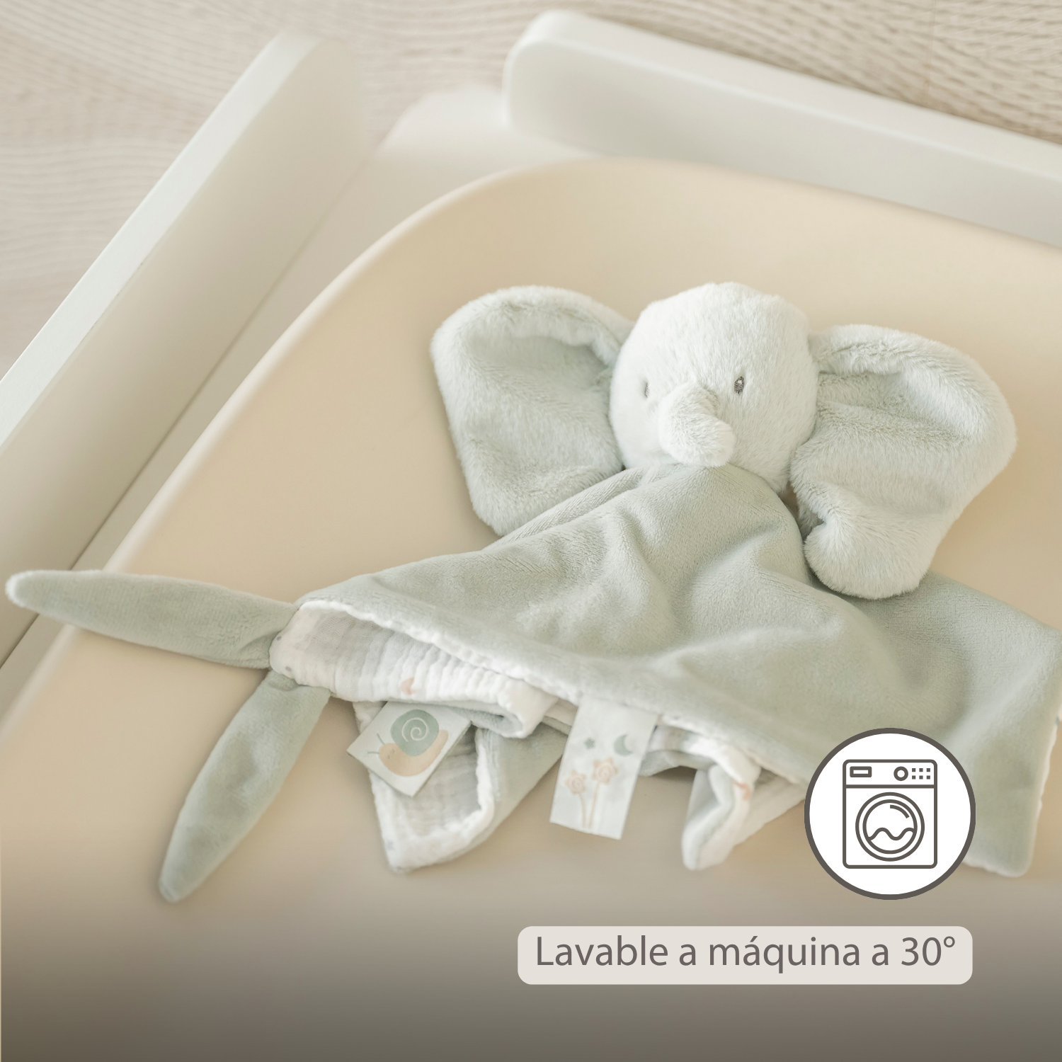 LouLou Comforter Elephant - Baby Blanket - 28 x 28 cm - Linden Green [ES]