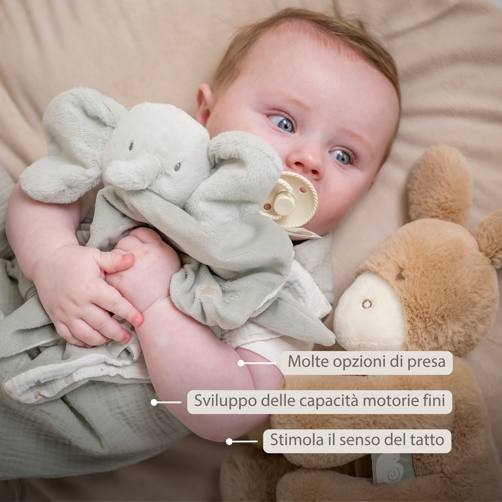 LouLou Comforter Elephant - Baby Blanket - 28 x 28 cm - Linden Green [IT]