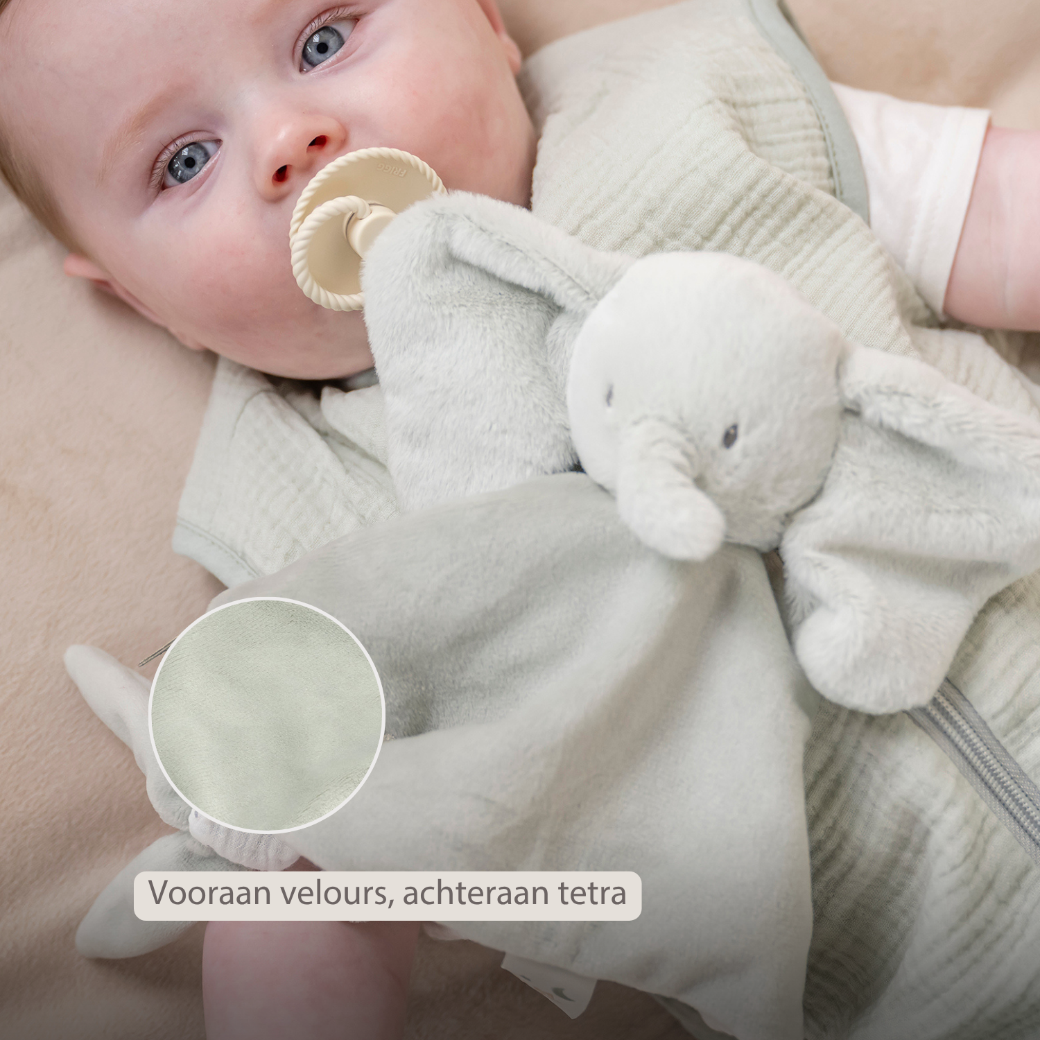 LouLou Comforter Elephant - Baby Blanket - 28 x 28 cm - Linden Green [NL]