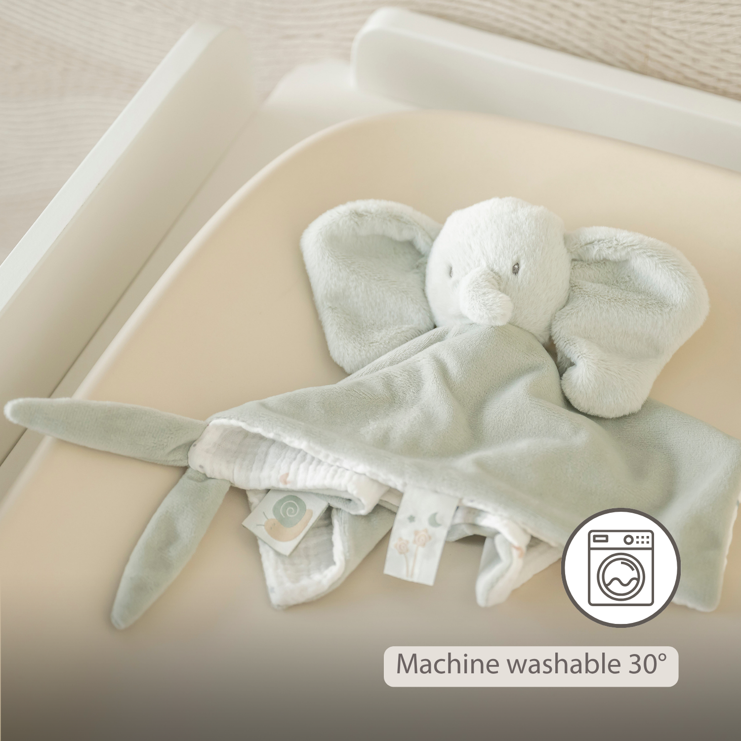 LouLou Comforter Elephant - Baby Blanket - 28 x 28 cm - Linden Green [EN]